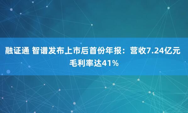 融证通 智谱发布上市后首份年报：营收7.24亿元 毛利率达41%