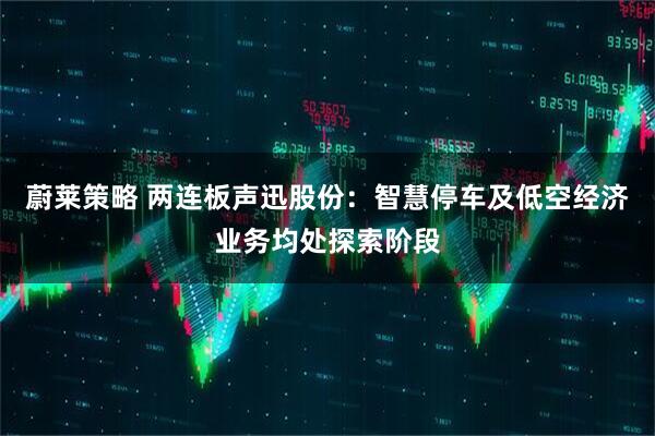 蔚莱策略 两连板声迅股份：智慧停车及低空经济业务均处探索阶段