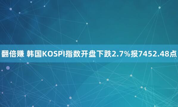 翻倍赚 韩国KOSPI指数开盘下跌2.7%报7452.48点