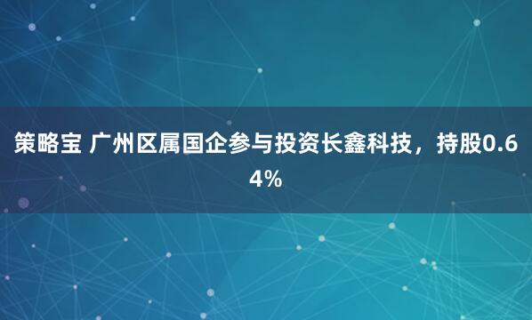 策略宝 广州区属国企参与投资长鑫科技，持股0.64%